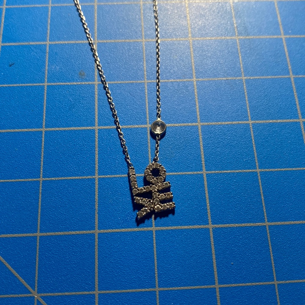 Silver sparkly small love necklace